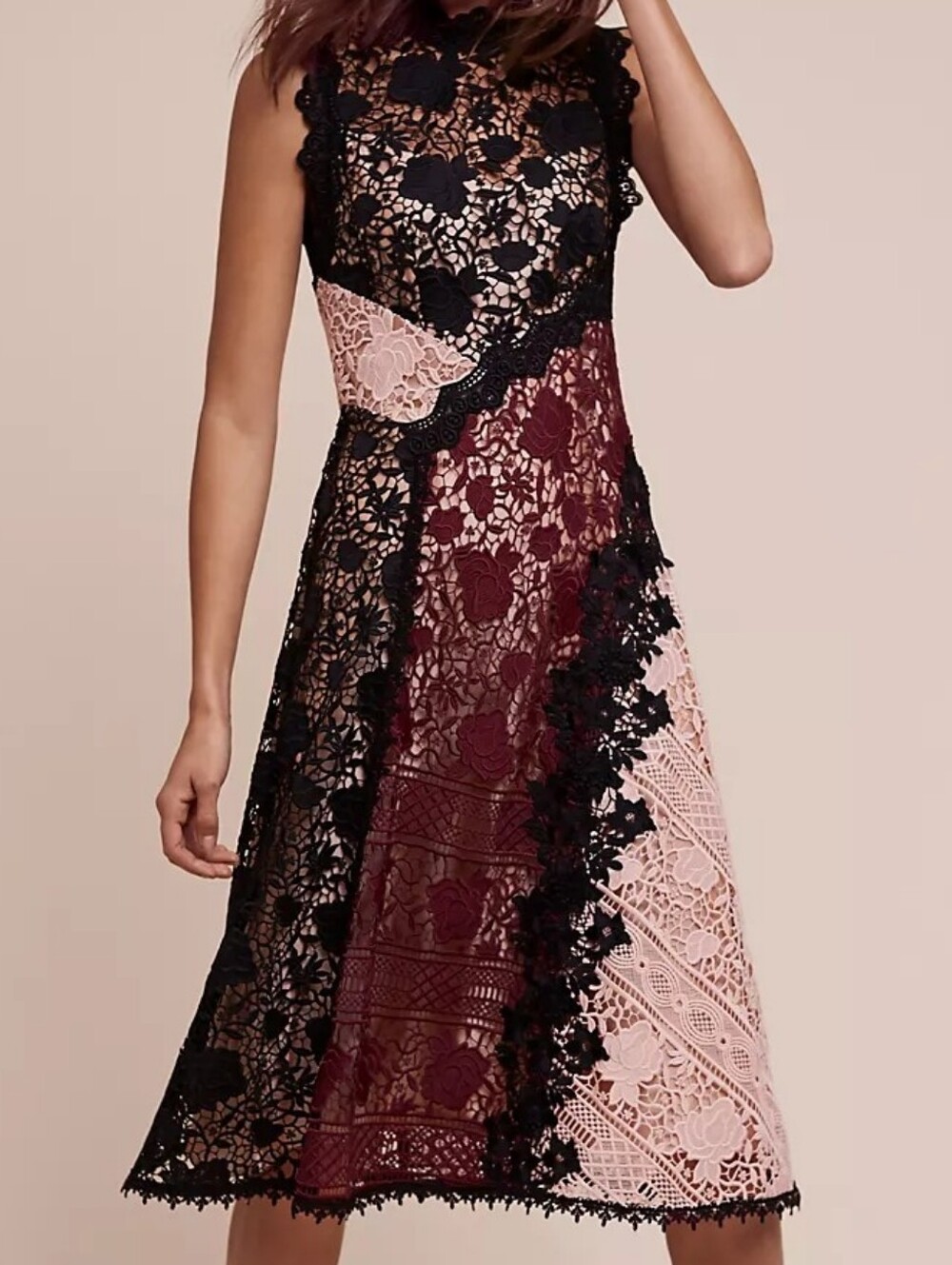 NANETTE LEPORE EXCLUSIVE OPERA BLACK LACE DRESS, SIZE 10, MADE IN NEW YORK, NEW
